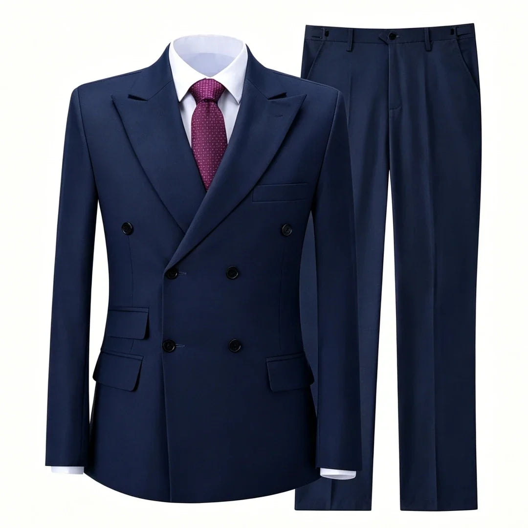 Men Suit Gray 2 Pieces Double Button With Lapel Solid For Wedding Birthday Banquet Party Business Work Office Jacket And Pants