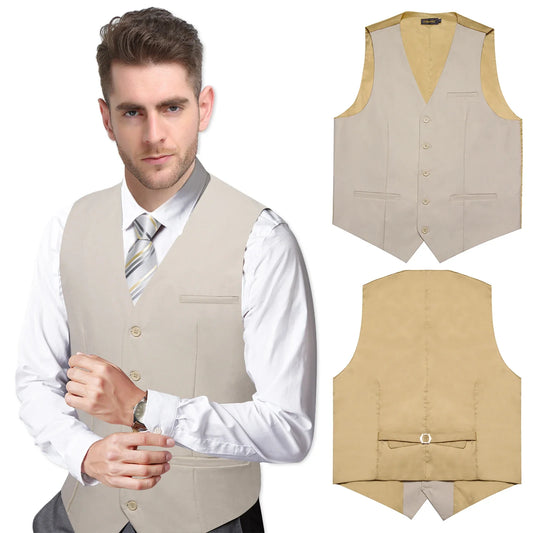 Men's Suit Vest – Solid Formal Waistcoat for Wedding, Party & Business Wear