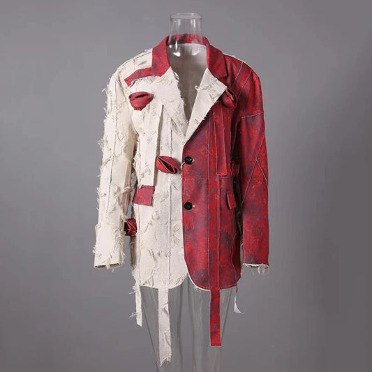 Spring Autumn New Women Blazer Color Block Patchwork Three-Dimensional Flower Single Breasted Luxury Elegant Jacket HK17506
