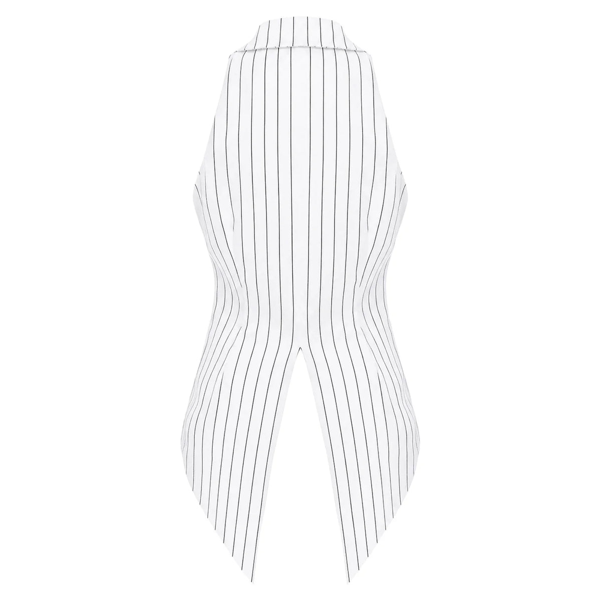 Women Striped Tailcoat Vest Waitress Waistcoat Sleeveless Jazz Dance Swallowtail Jacket Tuxedo Halloween Magic Cosplay Costume