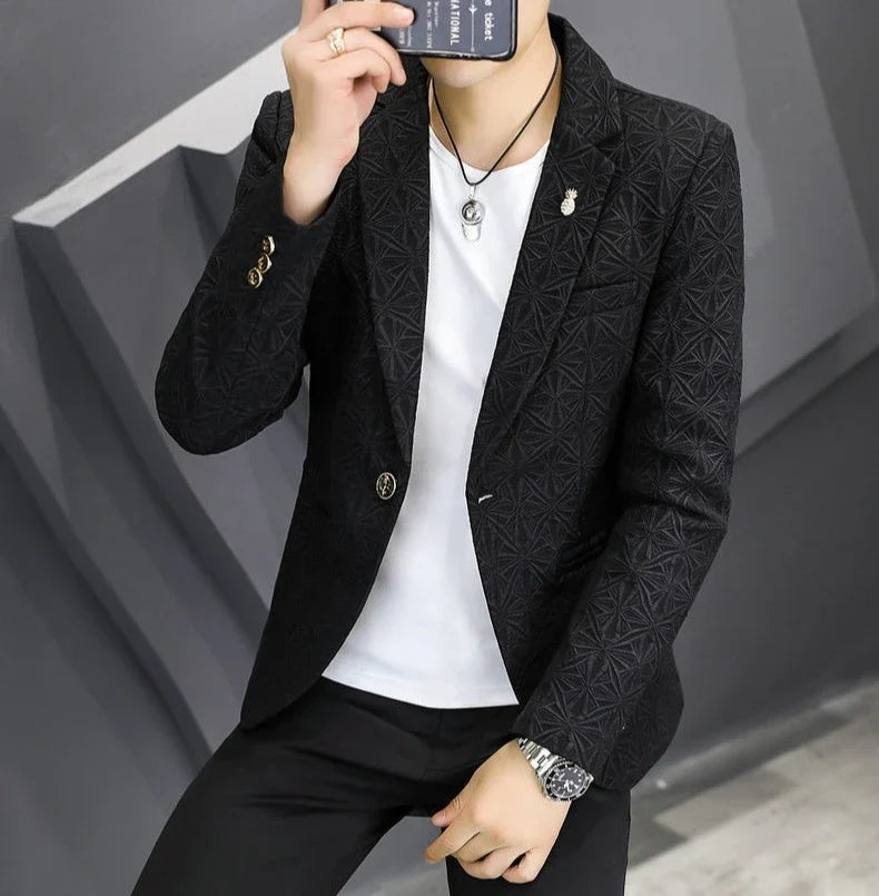 Men's Slim Fit Blazer – Single Button Casual Suit Jacket for Autumn & Winter