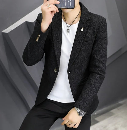 Men's Slim Fit Blazer – Single Button Casual Suit Jacket for Autumn & Winter