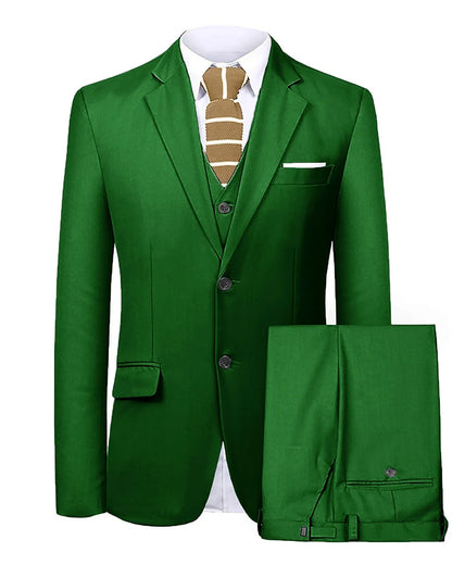 Men's 3 Pieces Suit Two Buttons Notch Lapel Jacket Waistcoat and Trousers Dinner Wedding Tuxedos Slim Fit Formal Business Suits