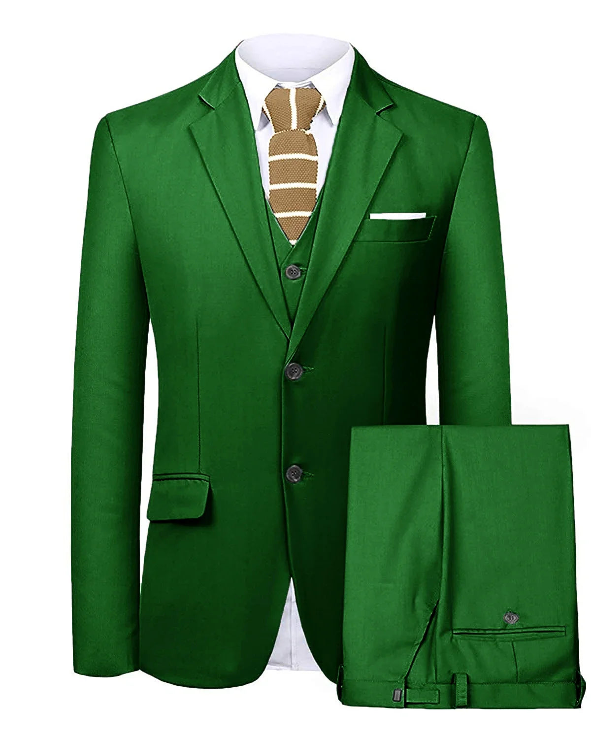 Men's 3 Pieces Suit Two Buttons Notch Lapel Jacket Waistcoat and Trousers Dinner Wedding Tuxedos Slim Fit Formal Business Suits