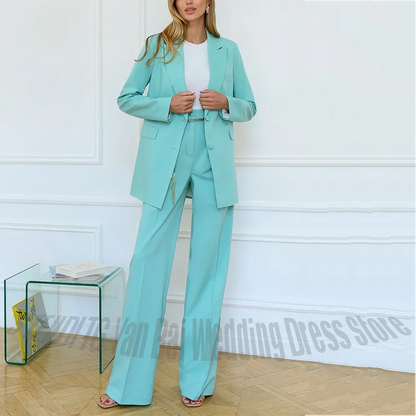Business Formal Women's 2 Piece Suit Peaked Lapel Single Breasted Office Blazer Set Wedding Guest Elegant Female Daily Set