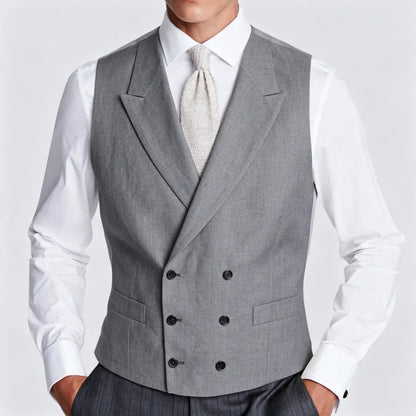 Men's Formal Vest Double Breasted Lapel Waistcoat for Weddings and Business