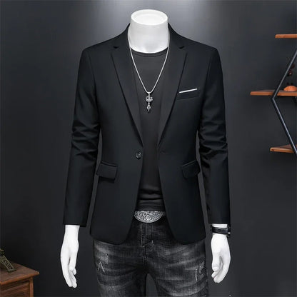 Men's Slim Fit Single-Breasted Blazer for Business Casual and Wedding Occasions