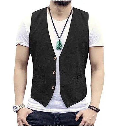 Men's Linen Vest – Slim Fit Smart Casual Waistcoat for All Seasons
