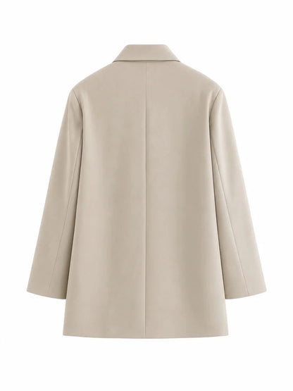 Women Double Breasted Blazer Elegant Office Lady Suit Jacket Oversized Casual Long Sleeve Blazer Spring Autumn Outerwear