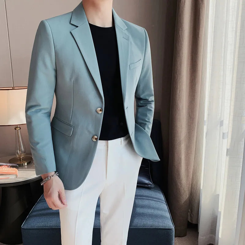 Men's high-quality brand suit Blazer business casual plain color suit jacket single-breasted elegant suit S-4XL2023 fall new