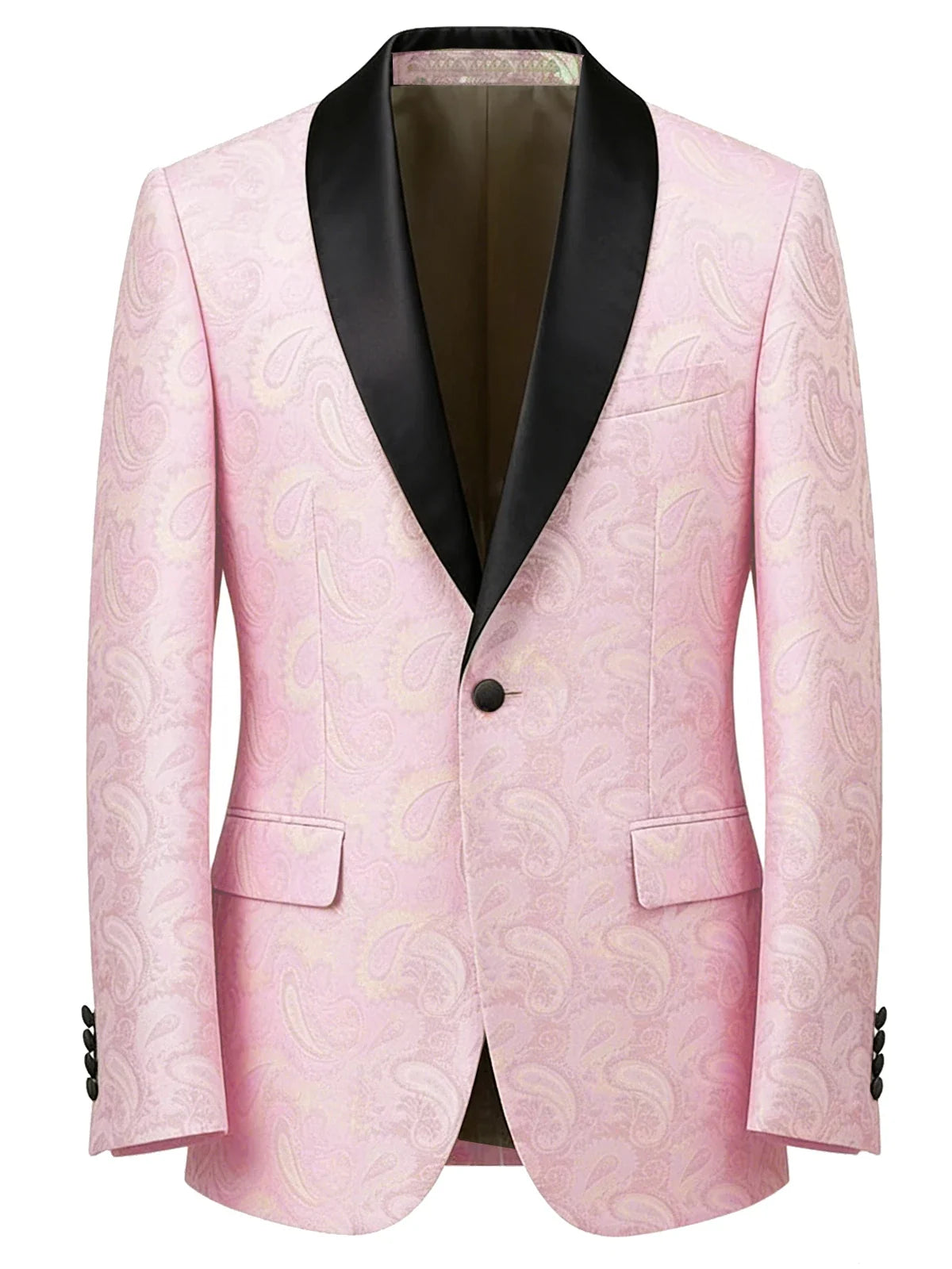 Men's Tuxedo Blazer Paisley Jacquard Shawl Lapel Single Button Slim Fit Jacket for Wedding Party Prom