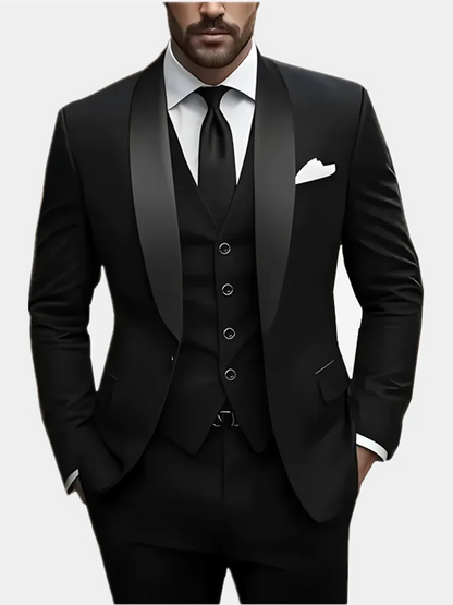 Veste Gilet Pantalon Couleur Unie Costume Homme Formel Business Bureau Marié Mariage Fête Blazer Gilet Pantalon Smoking