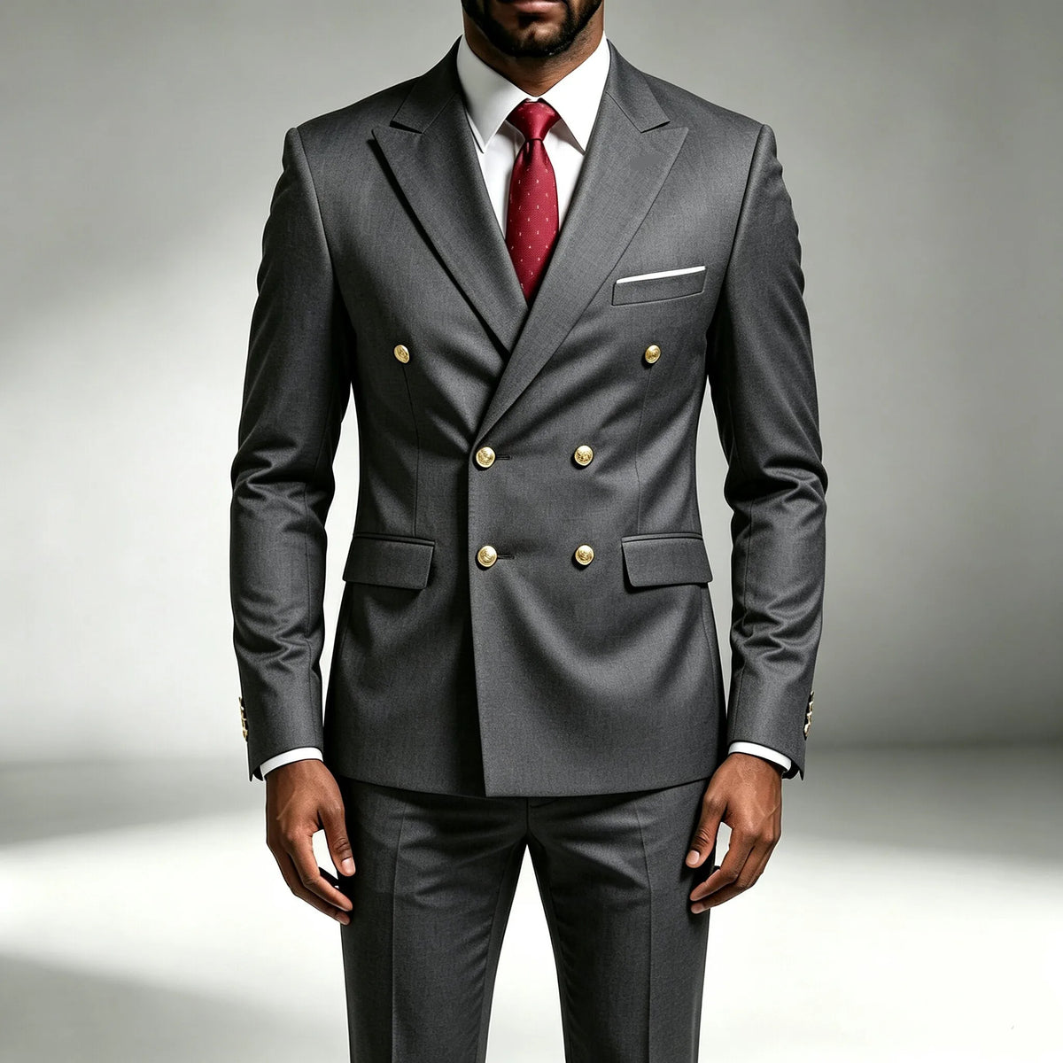Mode Nouveau Homme Loisirs Boutique Affaires Banquet Couleur Unie Mariage Double Boutonnage Slim Fit Costume Blazers Veste Pantalon