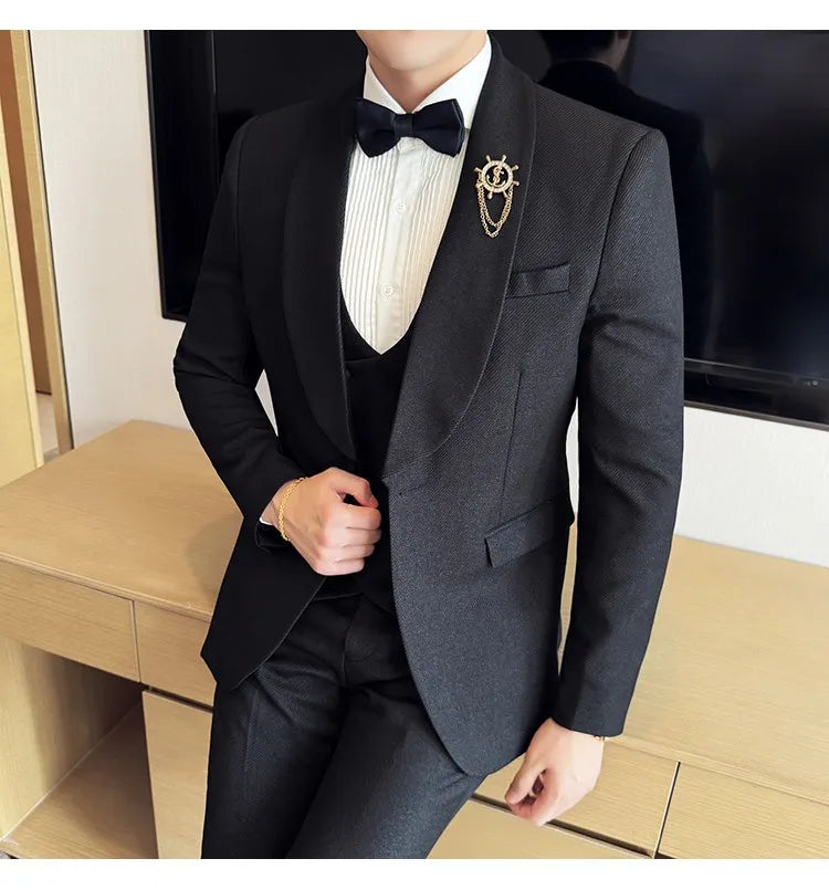 Men's Slim Fit 3-Piece Suit for Weddings, Parties & Formal Occasions – White, Red, Black
