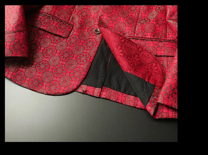 Luxury Vintage Jacquard Suit Jacket Men High Quality Casual Business Social Formal Jackets Banquet Party Host Wedding Blazers