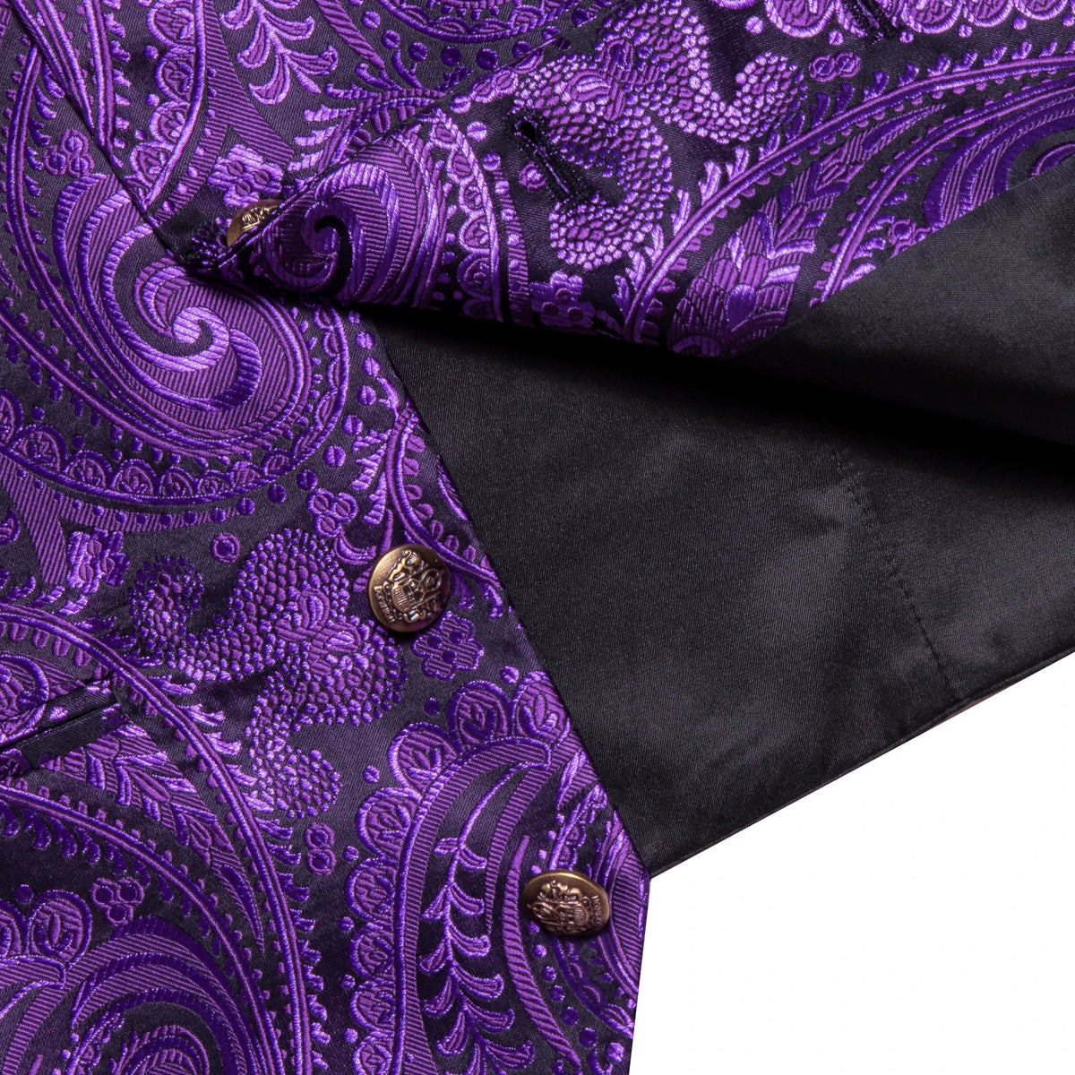 Men's Paisley Waistcoat Vest with Tie Hanky Cufflinks Set for Wedding and Banquet