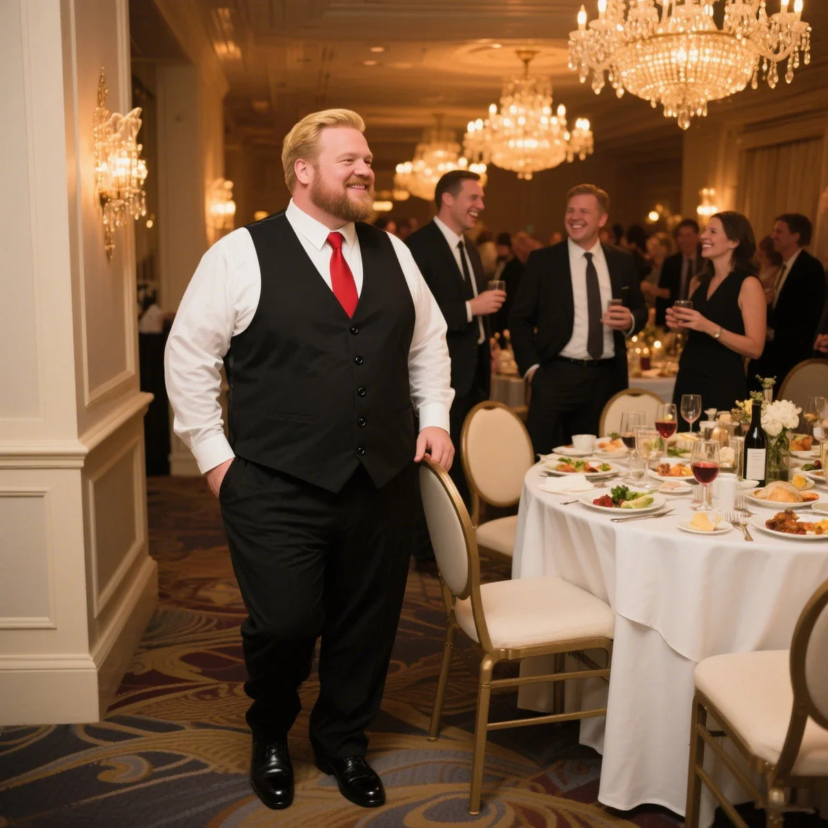 Plus Size Men's Single Breasted Suit Vest for Groom and Host – Black, Grey and Navy