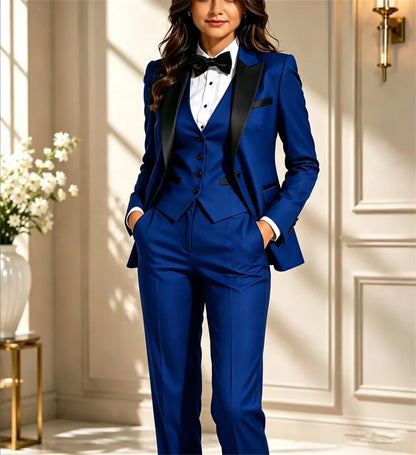 Fashion Women Pant Suits Set Blazer 3 Pcs Elegant Long Sleeve Suit Jackets Vest and Straight Pants Suit Female Business Outfits