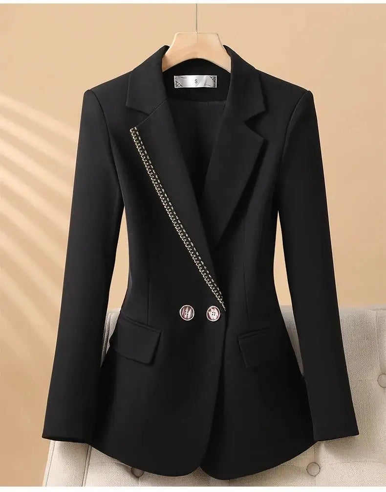 Spring 2025 Fashion Outerwears Blazer Mujer Woman New In Coats Casaco Feminino Double Breasted Office Lady Blazers Jackets Tops