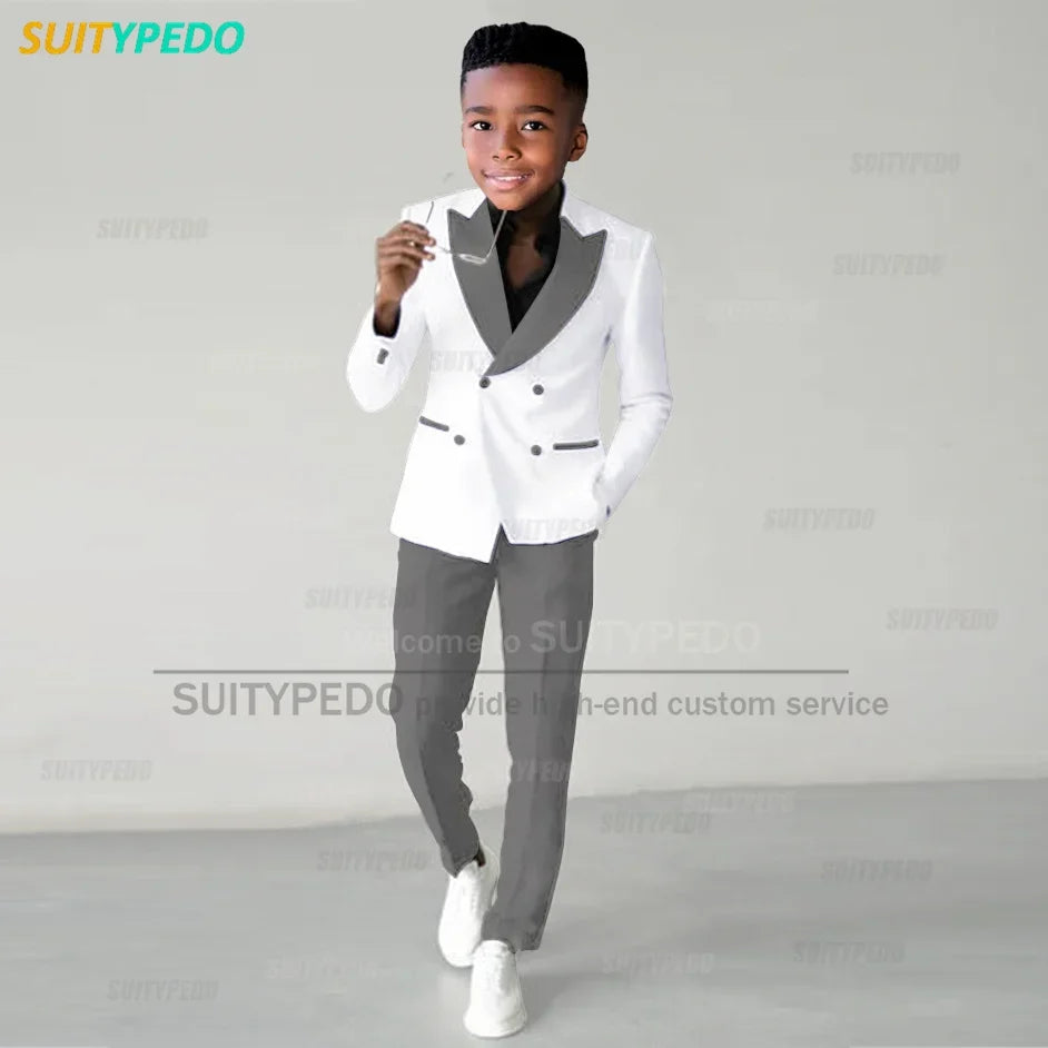 Fashion Children Suit Sets Luxury Wedding Party Flower Boys Slim Fit Costumes Graduation Ceremony Formal Blazer Pants Two Pieces