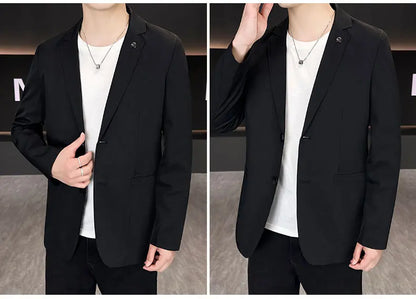 Men's Summer Thin Casual Blazer Solid Color Sun Protection Single Suit Jacket Lightweight Breathable Outerwear