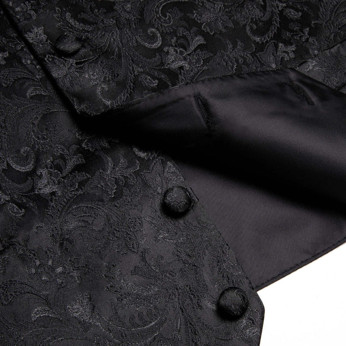 Men's Paisley Jacquard Vest 5-Piece Outfit with Tie, Pocket Square, Cufflinks & Ring – Matte Black Formal Set