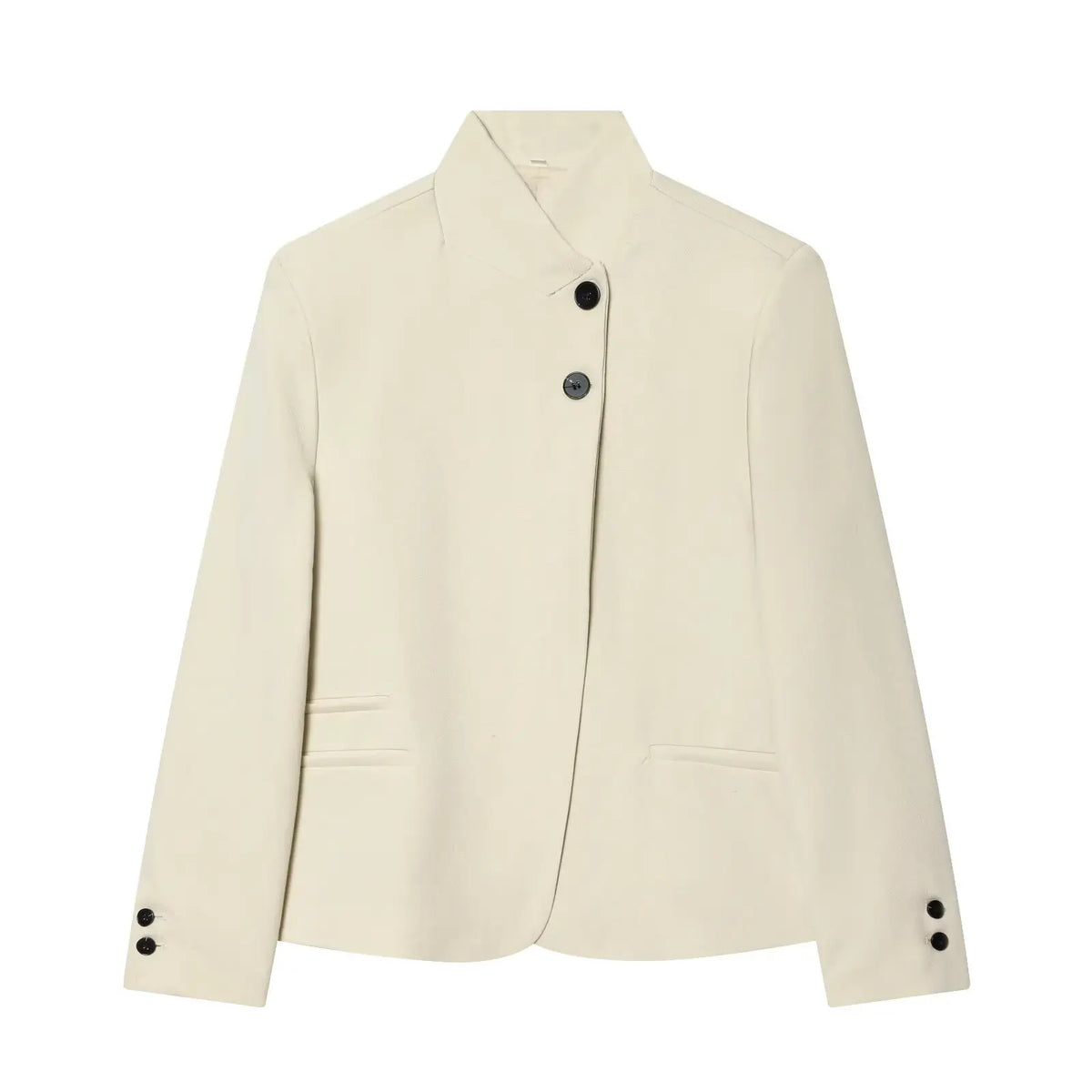 Elegant Women Solid Blazer Coat Spring Autumn Turtleneck Long Sleeve Single Breasted Straight Blazer Female Chic Suit Jacket