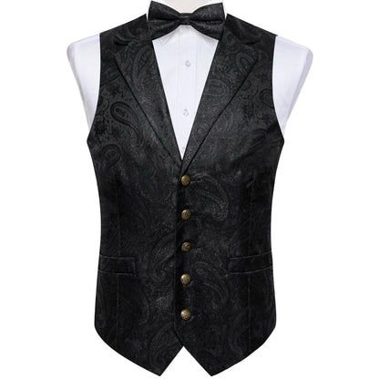 Men's Paisley Suit Vest Set with Tie, Pocket Square & Cufflinks for Wedding & Formal Events