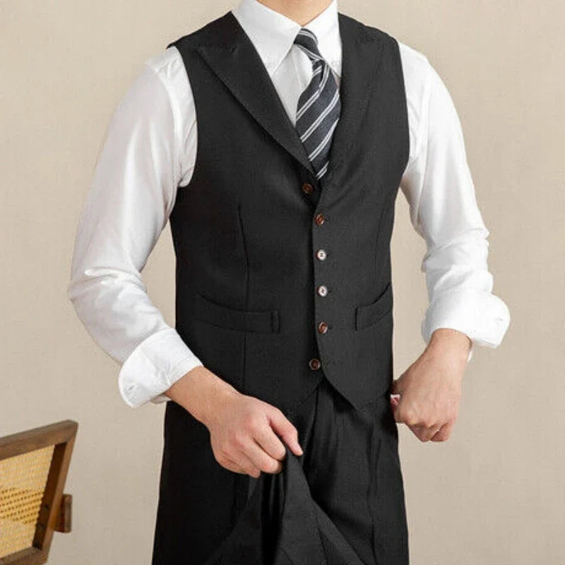 Men's Vest White Collar Vintage Lapel Single Button Waistcoat for Wedding & Formal Occasions