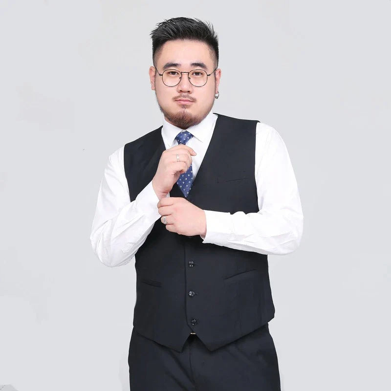 Men's Suit Vest Plus Size Single-Breasted Waistcoat Black Smart Casual Wedding Business