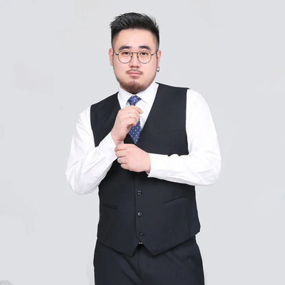 Men's Suit Vest Plus Size Single-Breasted Waistcoat Black Smart Casual Wedding Business