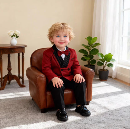 Boys Elegant Silver Suit Set Kids Piano Host Speech Catwalk Performance Costume Children's Wedding Birthday Photogrpahy Outfit