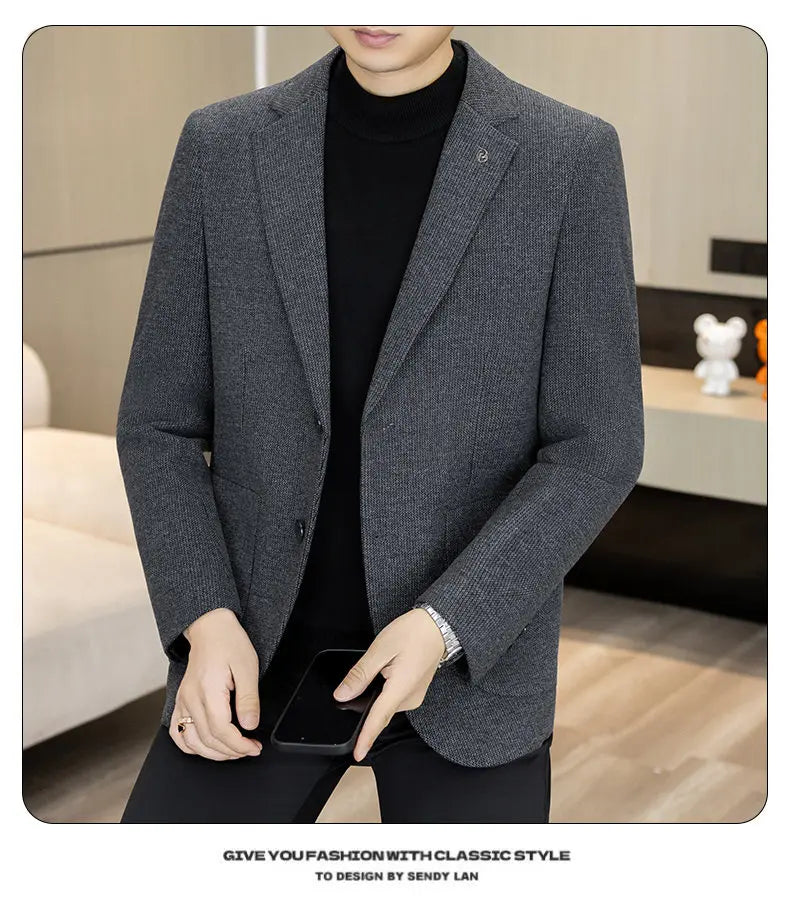 High-Quality Fashionable Autumn Winter New Design Casual Men's Suit Jacket Trendy Versatile Outerwear for Business And Casual We