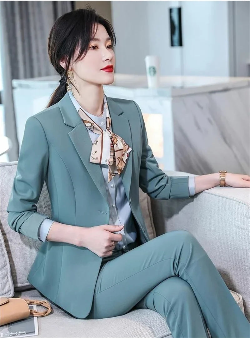 2025 New Blazer Trousers Women's Suit Sets Long Sleeve Jacket Blazer Casual Office Ladies Pantsuit For Business Clothing