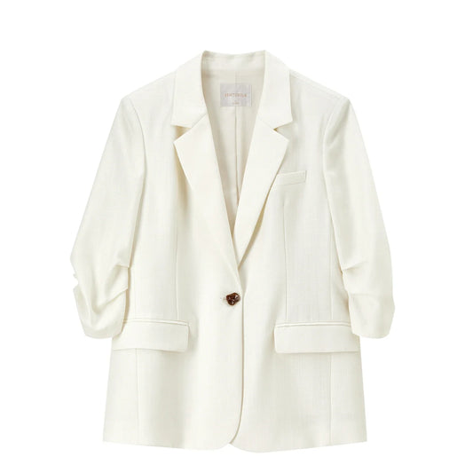 SENTUBILA Women Acetate Lyocell Blazer 2026 Ladies Autumn Commuter Light Workplace Shoulder Pads Casual Suit Jacket 163XC7789