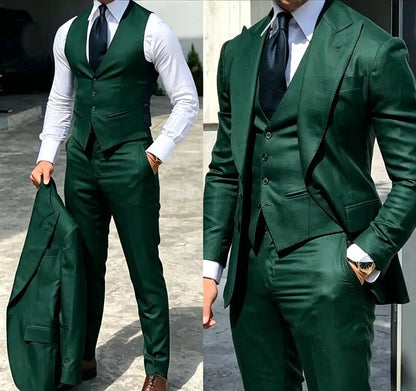 Classy Wedding Tuxedos Suits Slim Fit Bridegroom For Men 3 Pieces Groomsmen Suit Male Cheap Formal Business  (Jacket+Vest+Pants