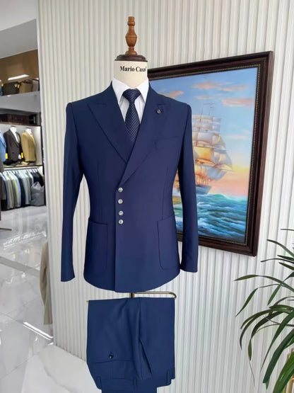 High Quality Man Slim Fit Suits 2 Pieces Business Party Wear Handsome Classy Men's Suit Set Wedding Groom Sets Dancing Wear