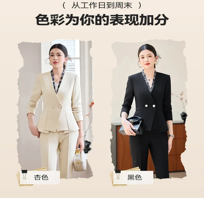 Fashionable professional women's two-piece pant+blazers. Slim fit, elegant  comfortable. 2025 autumn winter new styles
