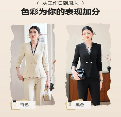 Fashionable professional women's two-piece pant+blazers. Slim fit, elegant  comfortable. 2025 autumn winter new styles