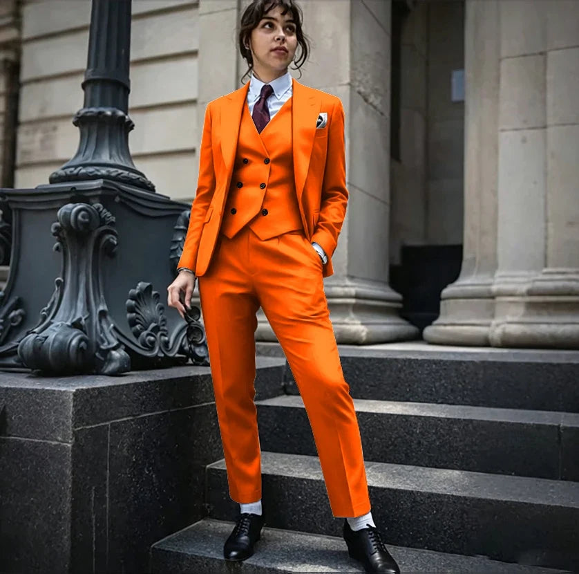 Powerful Black Women 3 Piece Suit Classic Single Breasted Jacket Vest Pants Set Elegant Office Business Formal Lady Outerwears