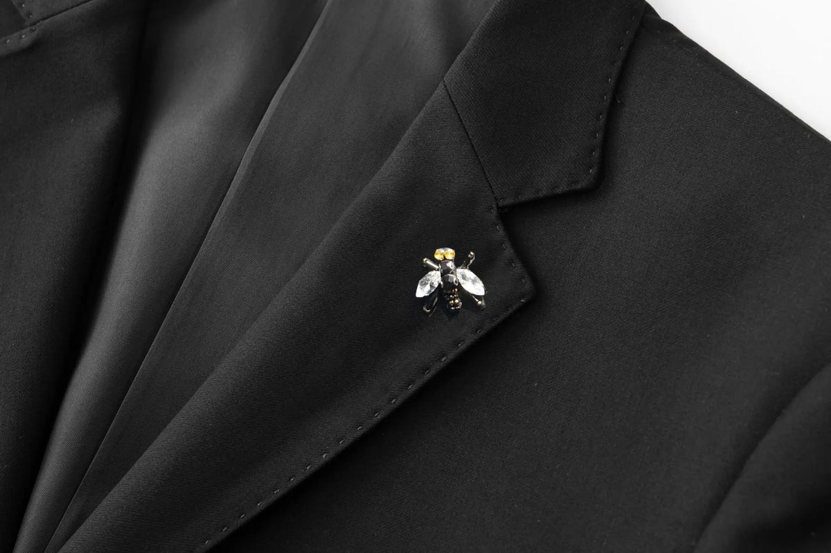 Handmade Bee Embroidery Suit Jacket for Men Autumn/Winter Casual Business Social Jacket Slim Party Banquet Stage Host Blazers