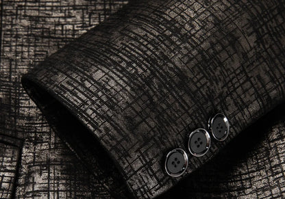 2024 High-end Men's Fashion Handsome Spring and Autumn Leather Printed Men's Suit Business Casual Coat  Men Leather Jacket  Suit