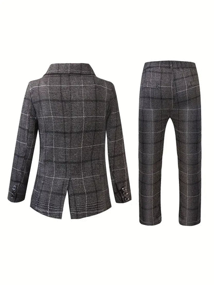 1-11Years Kids Jacket Pants 2Pieces Spring Autumn Clothing Set Flower Boys Plaid Wedding Dress Children's Photography Blazer Set