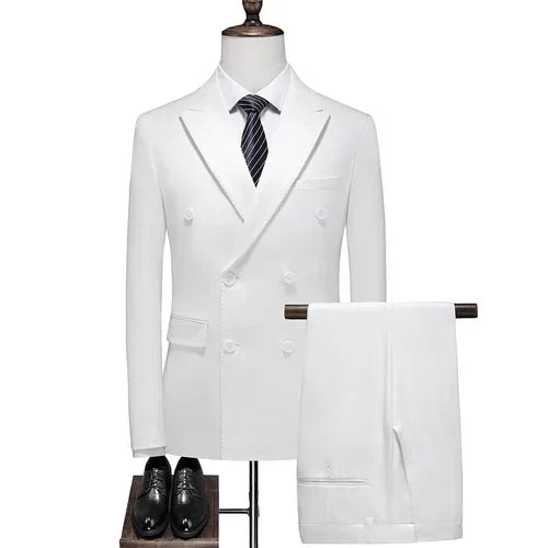 Men's Three-Piece Suit – Double Breasted Slim Fit Formal Suit for Men in Multiple Colors
