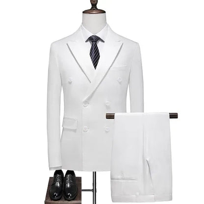 Men's Three-Piece Suit – Double Breasted Slim Fit Formal Suit for Men in Multiple Colors