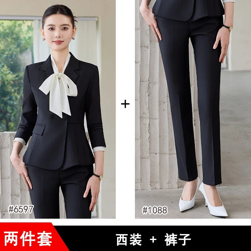Fashionable professional women's wear, two-piece suit jacket + pants, sophisticated and elegant. 2025 new style