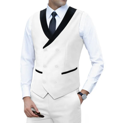 Men's Corduroy Vest Double-Breasted Slim Fit Waistcoat for Business Casual & Formal Occasions