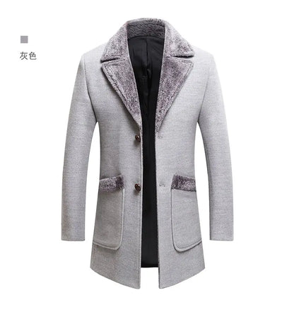 High-quality, fashionable, cool, trendy and versatile men's mid-length woolen collar casual woolen coat