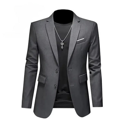 Men White Formal Jackets Two Bittons Long Sleeve Korean Mens Suit Jackets Office Wear Wedding Blazer