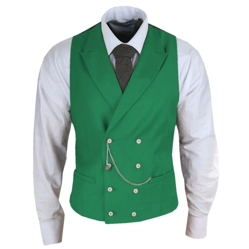 Men's Formal Satin Vest | Double Breasted Waistcoat for Wedding, Banquet & Business